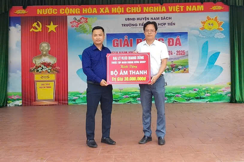 Trường Tiểu học Hợp Tiến tiếp nhận bàn giao tài trợ thiết bị âm thanh 